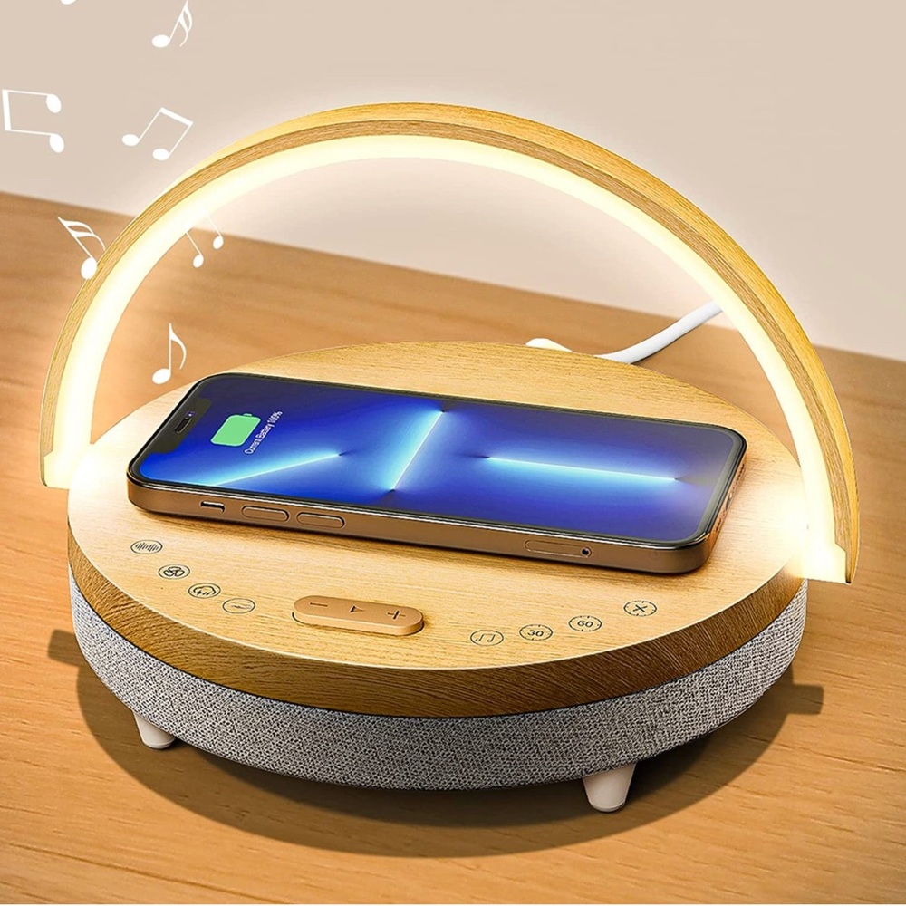 EZVALO Lydia 4-in-1 Music Bedside Lamp with Wireless Charger - Picture 2 of 10